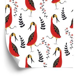 Behang Prachtige Vogels En Planten