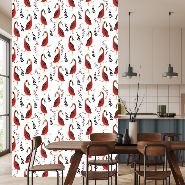 Behang Prachtige Vogels En Planten - Afbeelding 4