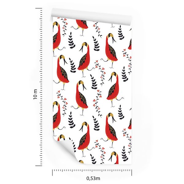 Behang Prachtige Vogels En Planten - Afbeelding 8