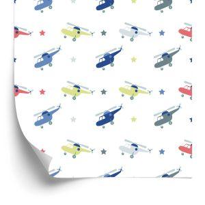 Behang Pastelkleurige Helikopters Voor Kinderen