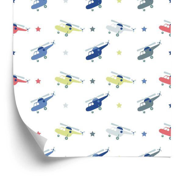 Behang Pastelkleurige Helikopters Voor Kinderen