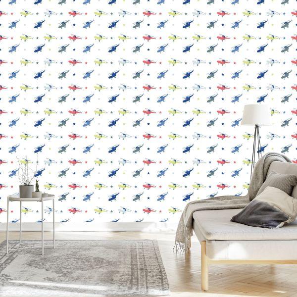 Behang Pastelkleurige Helikopters Voor Kinderen - Afbeelding 3