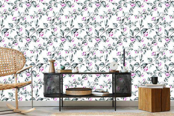 Behang Bloemen, Rozen, Bladeren - Afbeelding 5