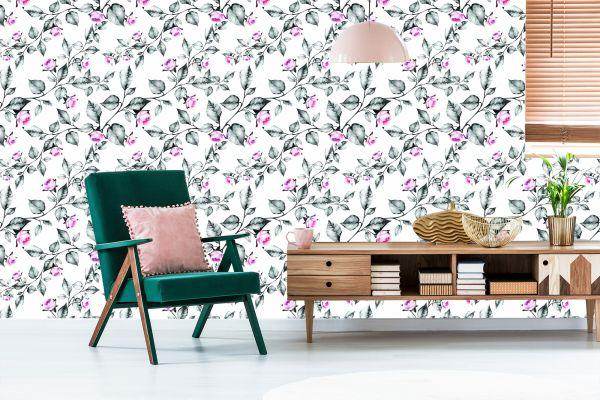Behang Bloemen, Rozen, Bladeren - Afbeelding 6