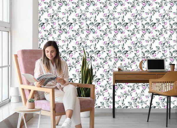 Behang Bloemen, Rozen, Bladeren - Afbeelding 7