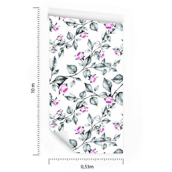 Behang Bloemen, Rozen, Bladeren - Afbeelding 8