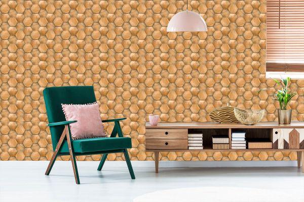 Behang Modern 3D Houten Patroon - Afbeelding 6