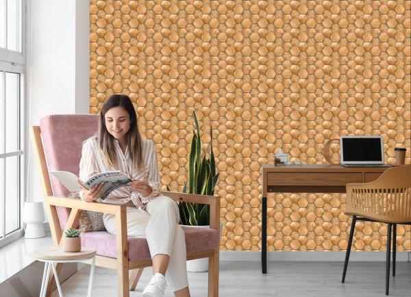 Behang Modern 3D Houten Patroon - Afbeelding 7