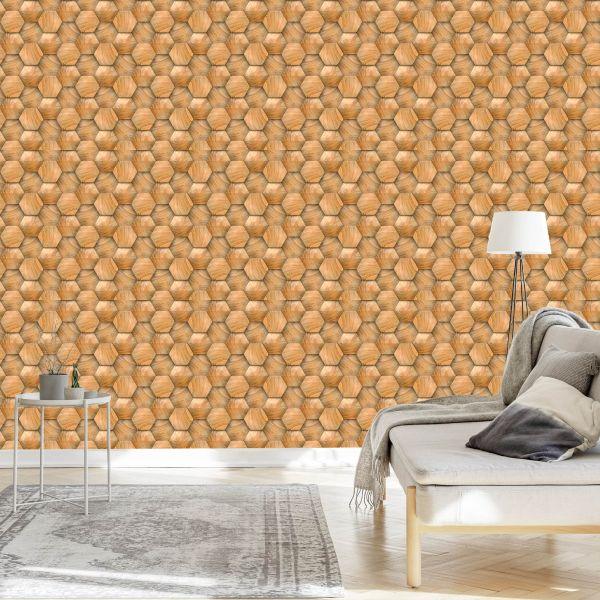 Behang Modern 3D Houten Patroon - Afbeelding 3