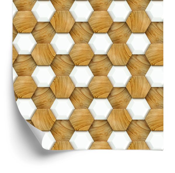 Behang Houten 3D-Mozaïek