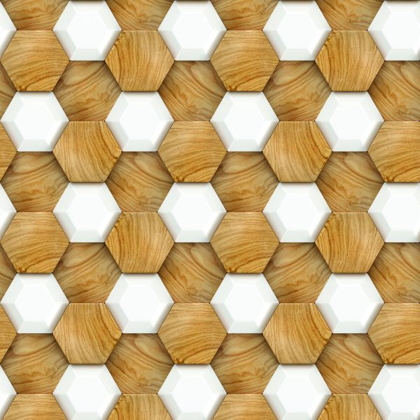 Behang Houten 3D-Mozaïek - Afbeelding 2