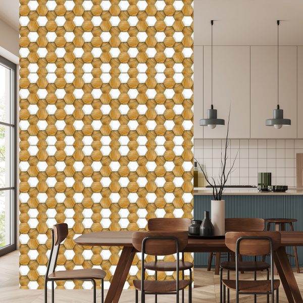 Behang Houten 3D-Mozaïek - Afbeelding 4