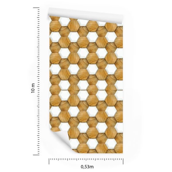 Behang Houten 3D-Mozaïek - Afbeelding 8