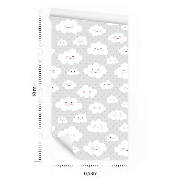 Behang Wolken Op De Stippen Achtergrond - Afbeelding 8