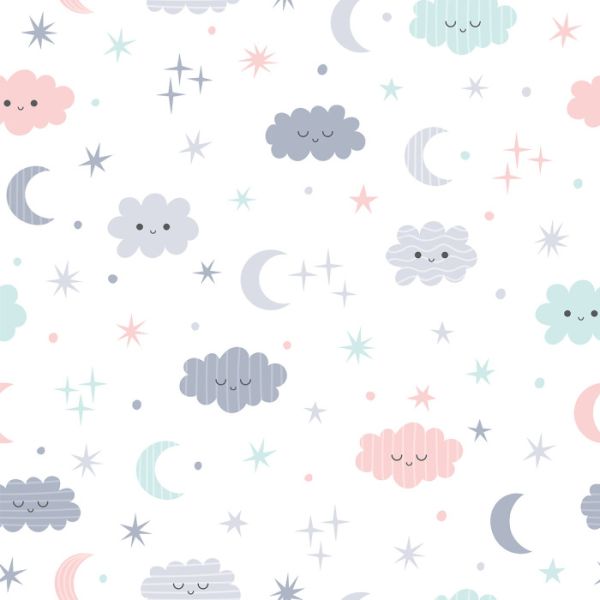 Behang Wolken Met Diamanten Op De Achtergrond - Afbeelding 2