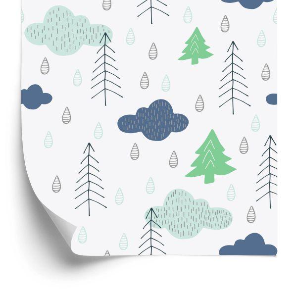 Behang Bomen, Wolken, Natuur Kinderkamer