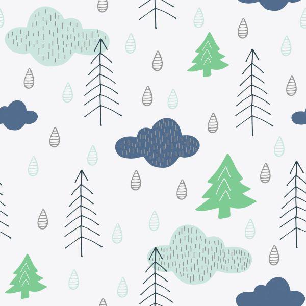 Behang Bomen, Wolken, Natuur Kinderkamer - Afbeelding 2