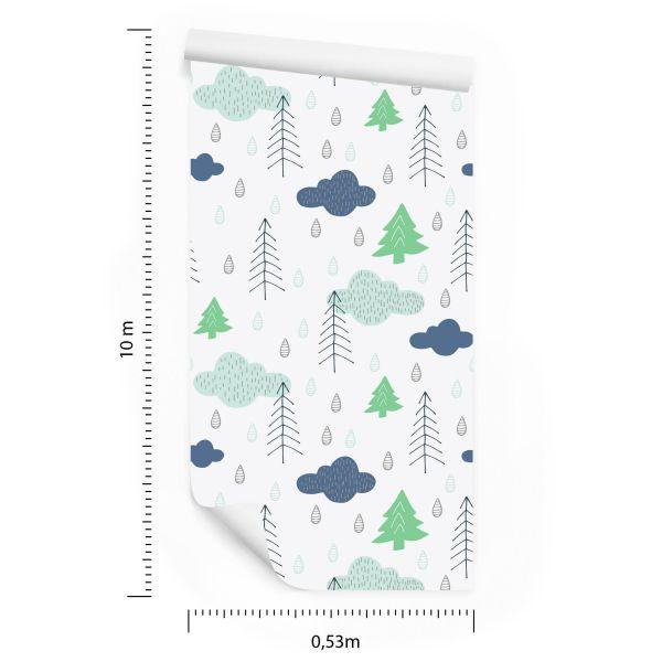 Behang Bomen, Wolken, Natuur Kinderkamer - Afbeelding 8