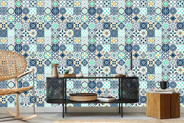 Behang Mediterraan Turkoois Mozaïek - Afbeelding 5