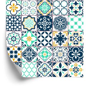 Behang Mediterraan Turkoois Mozaïek