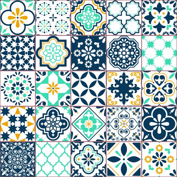 Behang Mediterraan Turkoois Mozaïek - Afbeelding 2