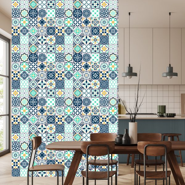 Behang Mediterraan Turkoois Mozaïek - Afbeelding 4