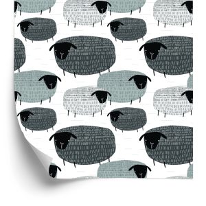 Behang Schapen In Grijstinten