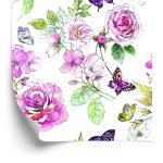Behang Wilde Bloemen, Aquarelrozen