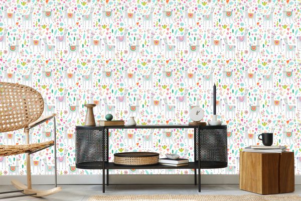 Behang Lama Cactusbloemen Voor De Babykamer - Afbeelding 5