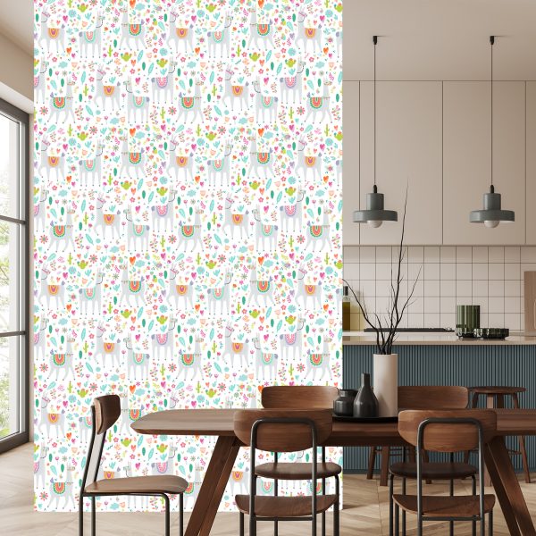 Behang Lama Cactusbloemen Voor De Babykamer - Afbeelding 4