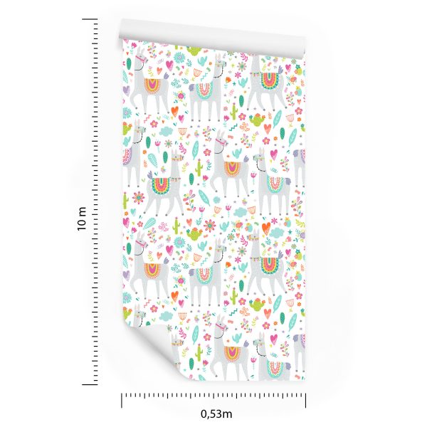 Behang Lama Cactusbloemen Voor De Babykamer - Afbeelding 8