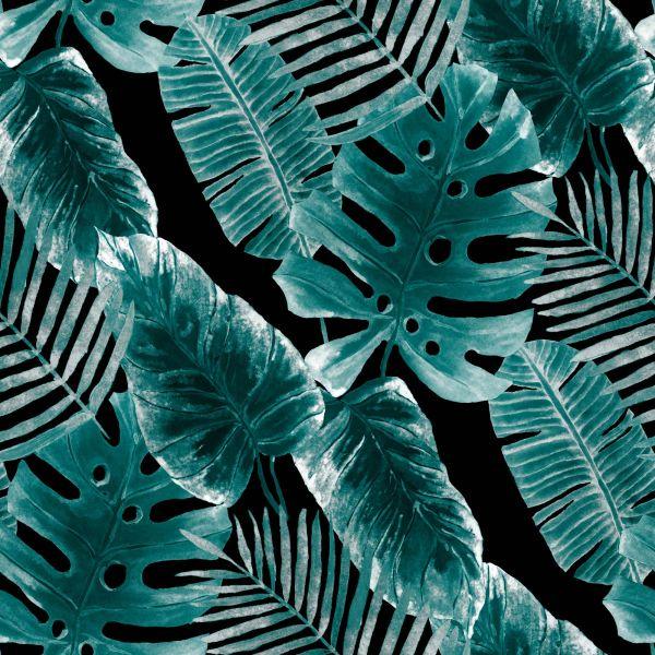 Behang Bladeren Van Passievrucht En Monstera - Afbeelding 2