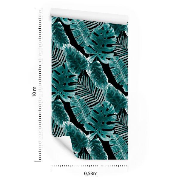 Behang Bladeren Van Passievrucht En Monstera - Afbeelding 8