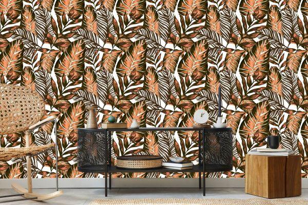 Behang Bladeren Van Passievrucht En Monstera - Afbeelding 5