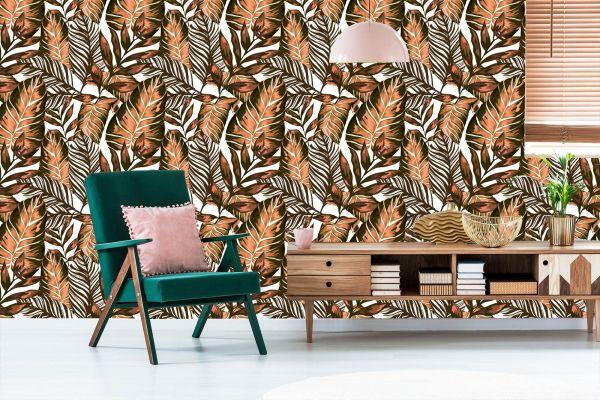 Behang Bladeren Van Passievrucht En Monstera - Afbeelding 6