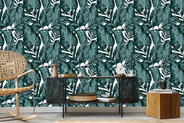 Behang Bladeren Van Passievrucht En Monstera - Afbeelding 5
