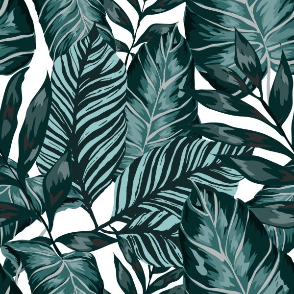 Behang Bladeren Van Passievrucht En Monstera - Afbeelding 2