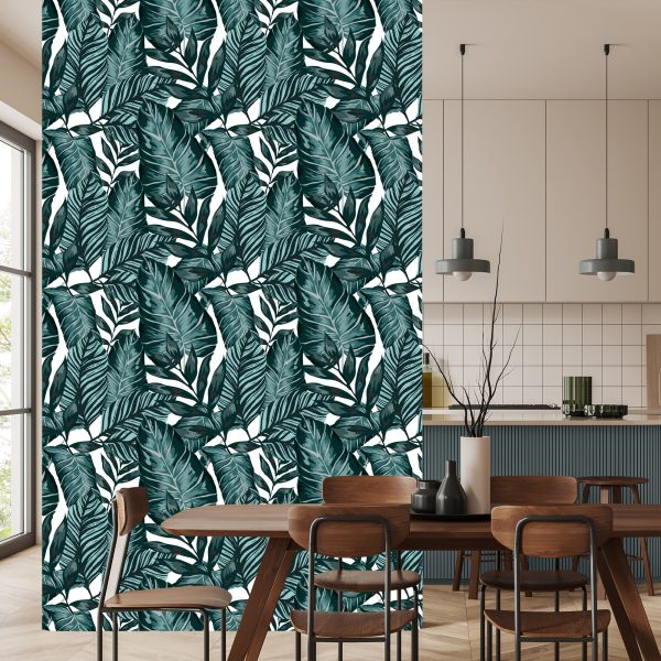 Behang Bladeren Van Passievrucht En Monstera - Afbeelding 4