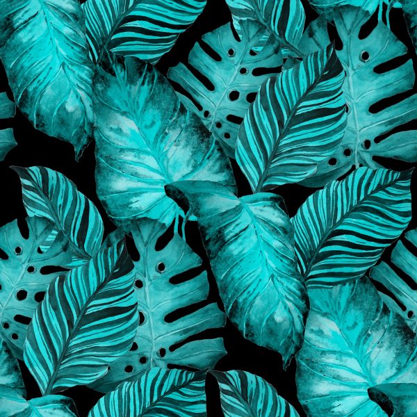 Behang Bladeren Van Passievrucht En Monstera - Afbeelding 2