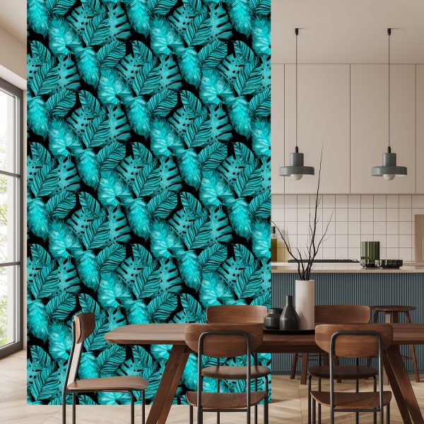 Behang Bladeren Van Passievrucht En Monstera - Afbeelding 4