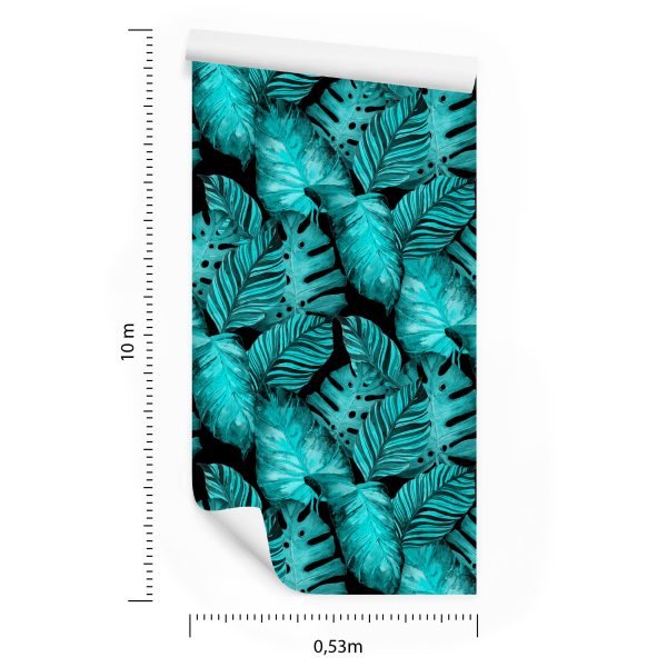 Behang Bladeren Van Passievrucht En Monstera - Afbeelding 8
