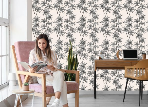 Behang Palmbomen Bosbladeren Natuur Voor Kantoor - Afbeelding 7