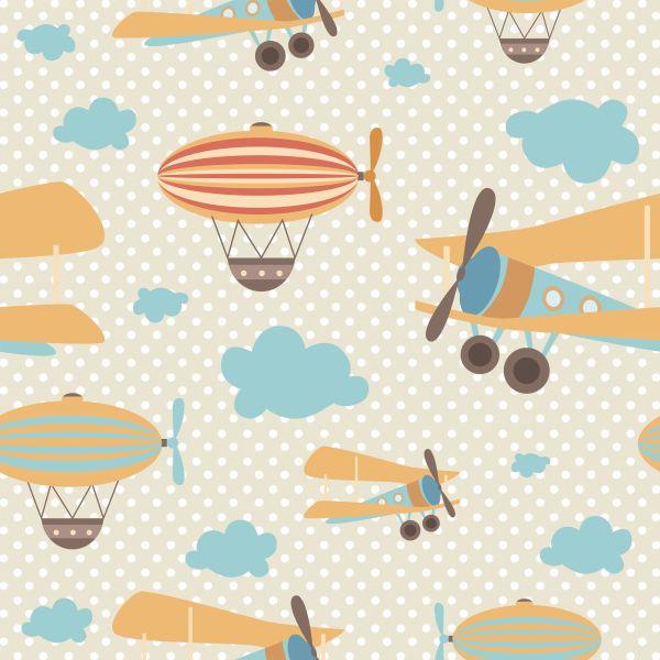 Behang Kleurrijke Wolkenvliegtuigen Voor De Kinderkamer - Afbeelding 2