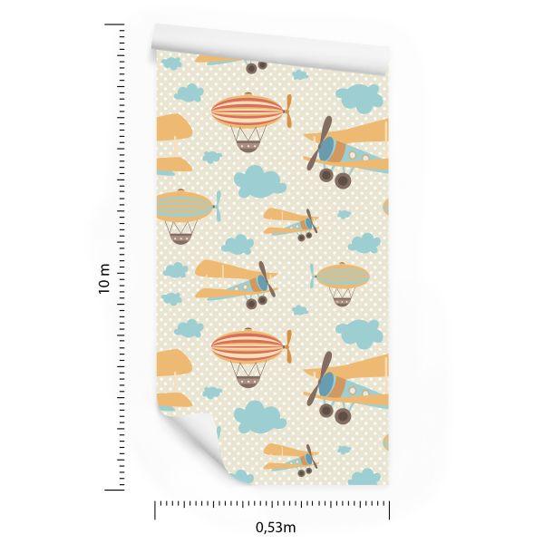 Behang Kleurrijke Wolkenvliegtuigen Voor De Kinderkamer - Afbeelding 8