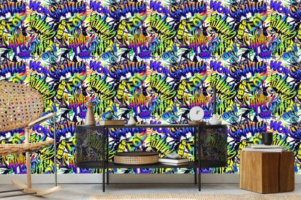 Behang Kleurrijke Graffiti-Inscripties - Afbeelding 5