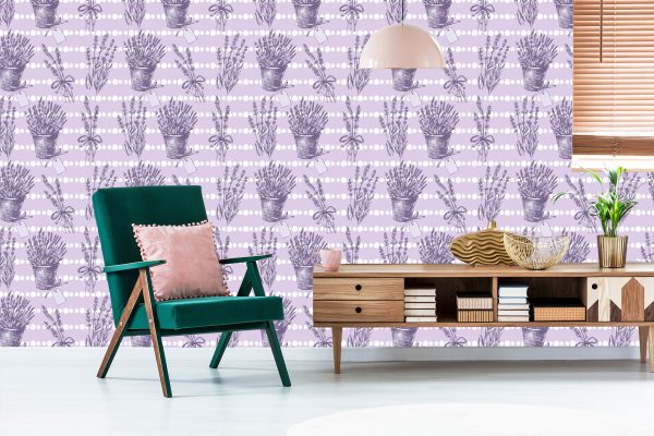 Behang Retro Lavendel - Afbeelding 6