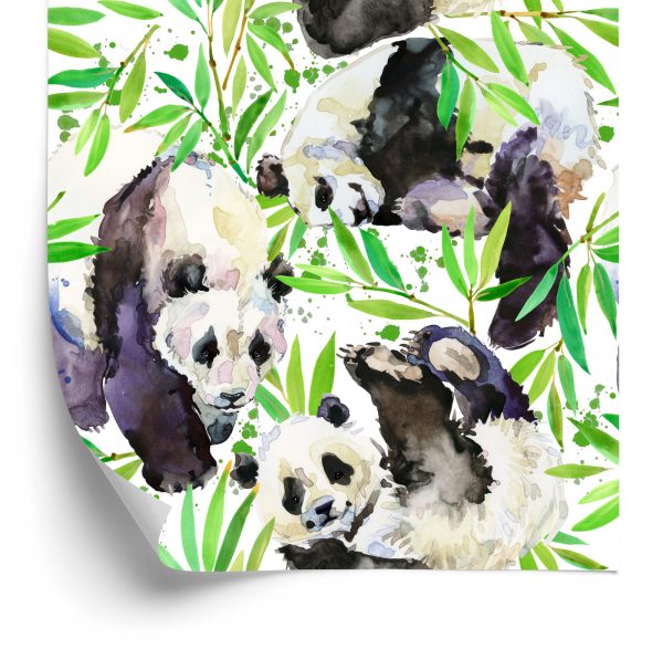 Behang Panda's Zoals Geschilderd