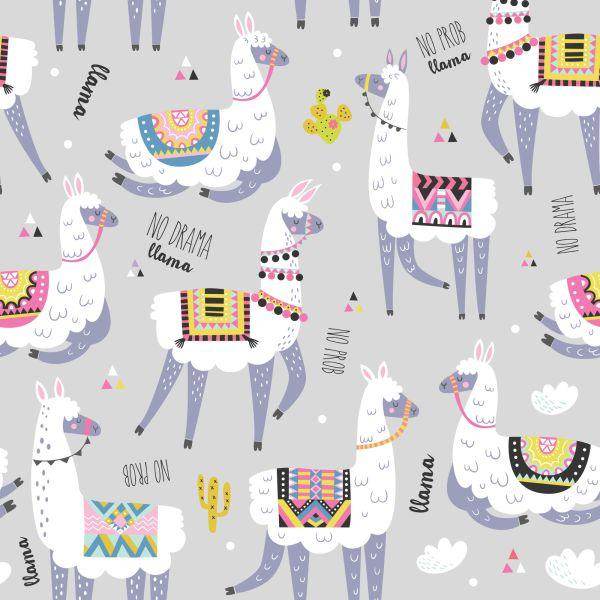 Behang Kleurrijke Dieren Voor De Babykamer Van De Lama - Afbeelding 2