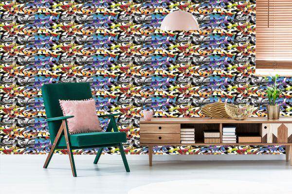 Behang Graffiti In Vele Kleuren - Afbeelding 6