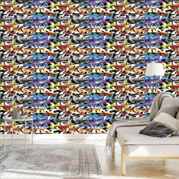 Behang Graffiti In Vele Kleuren - Afbeelding 3